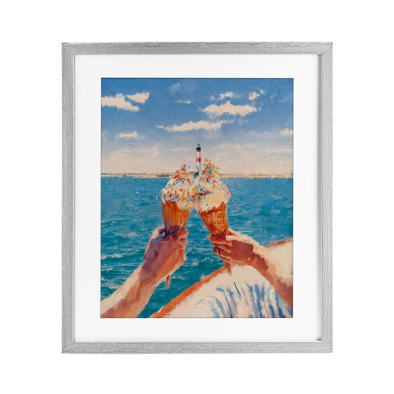 Stupell Industries Ice Cream Cheers on Boat Framed Print Under Glass, design by Ziwei Li